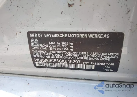 2016 BMW 328I z USA, uszkodzony, nr VIN WBA8E9C56GK646297